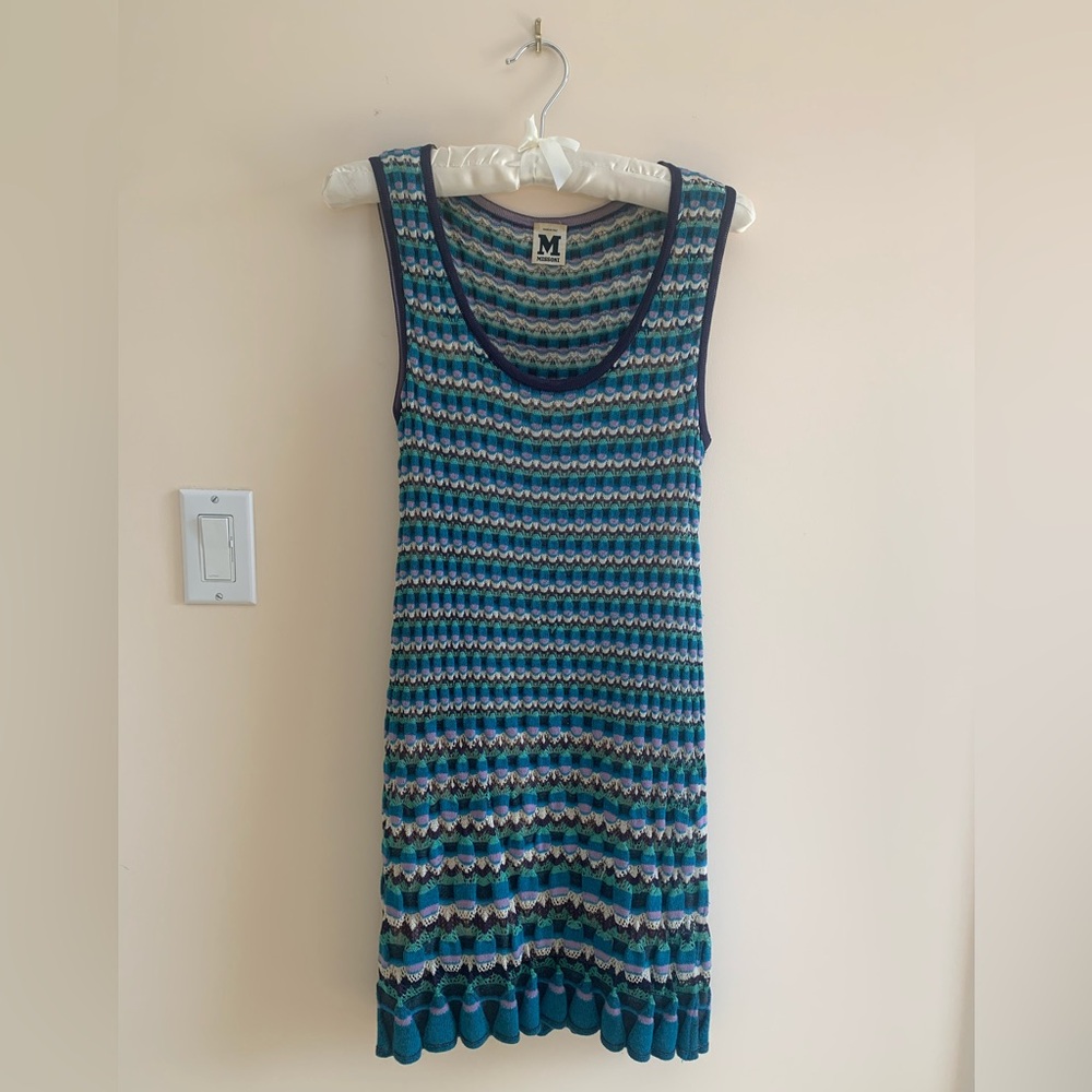 M by Missoni Blue Sleeveless Scoop Neck Sheath Mini Dress